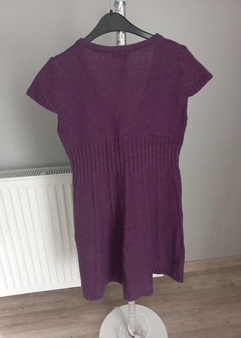 Mor V Yaka Düğmeli Triko Hamile Elbisesi - Görsel 5