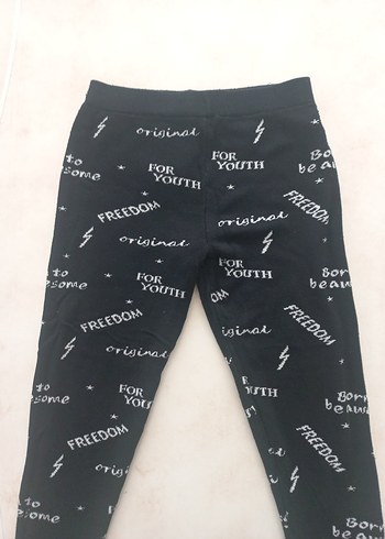 Kız Çocuk Siyah Baskılı Tayt - Görsel 2