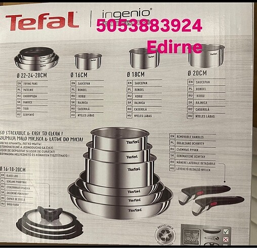  Beden gri Renk Tefal ingenio emotion 2x 11 parça set