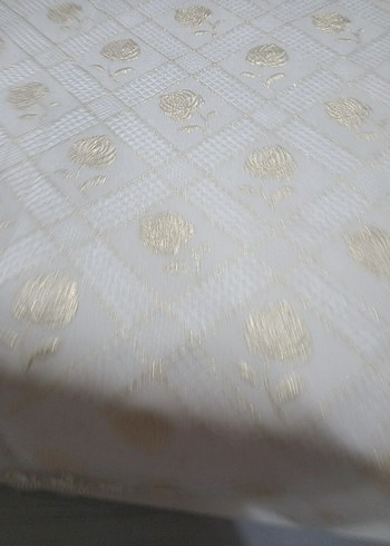 krem Çiçek Desenleri simli Yatak Örtüsü battal boy özel dikim - Görsel 2