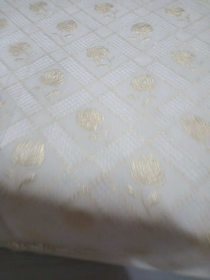 krem Çiçek Desenleri simli Yatak Örtüsü battal boy özel dikim - Görsel 2