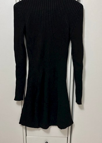 Siyah Yüksek Yakalı Triko Kadın Elbise - Görsel 2