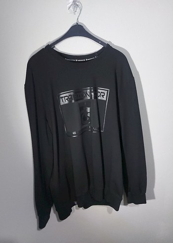 Erkek Siyah Deri Baskılı Sweatshirt - Görsel 4