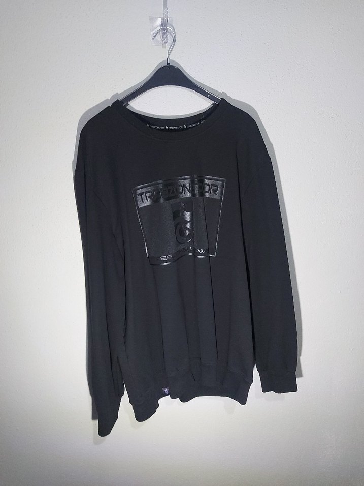 Erkek Siyah Deri Baskılı Sweatshirt - Görsel 5