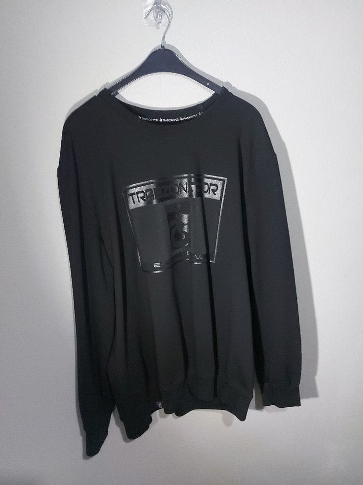 Erkek Siyah Deri Baskılı Sweatshirt - Görsel 4