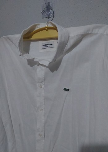 Lacoste Beyaz Keten Gömlek - Görsel 8