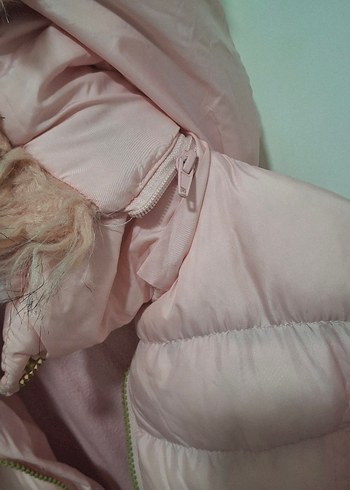 xs Beden Pastel Pembe Kışlık Kürklü Mont 9 ,10 yaş