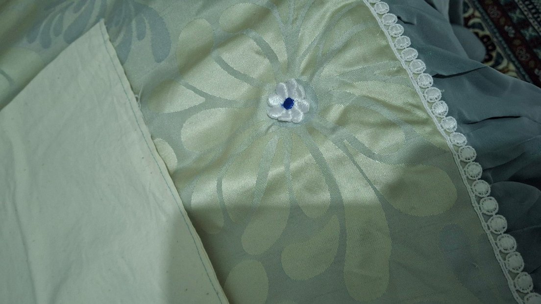 Nakışlı Yeşil-Gri Yatak Örtüsü - Görsel 4