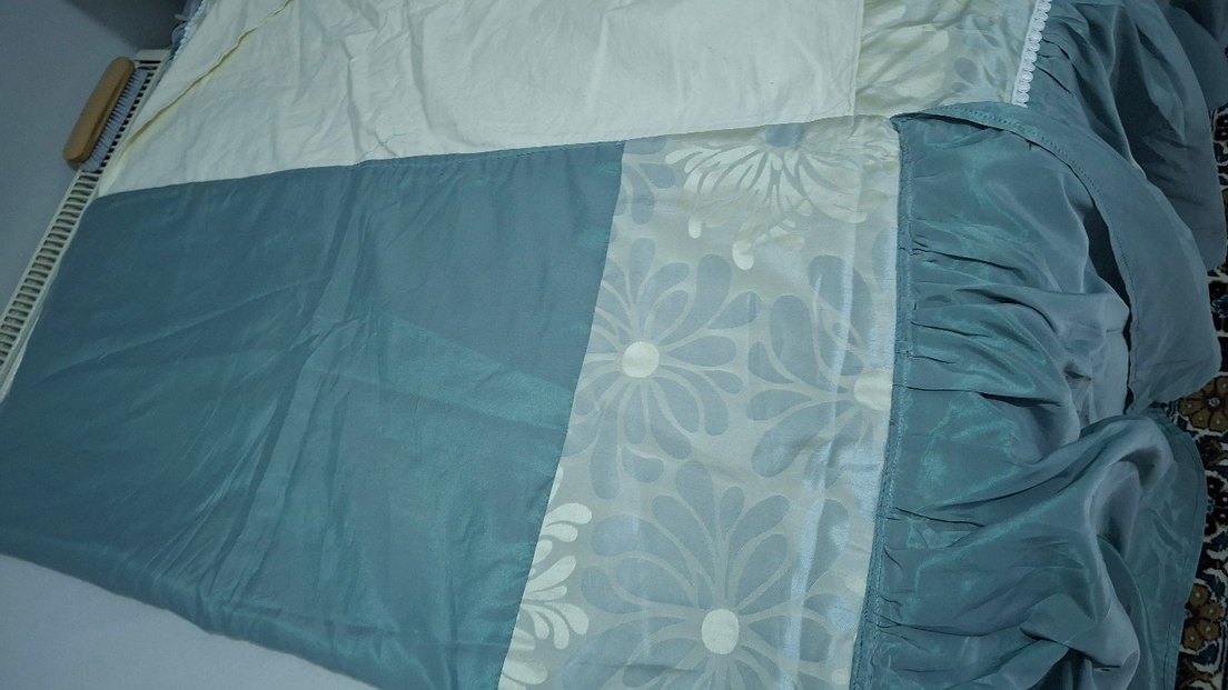 Nakışlı Yeşil-Gri Yatak Örtüsü - Görsel 3