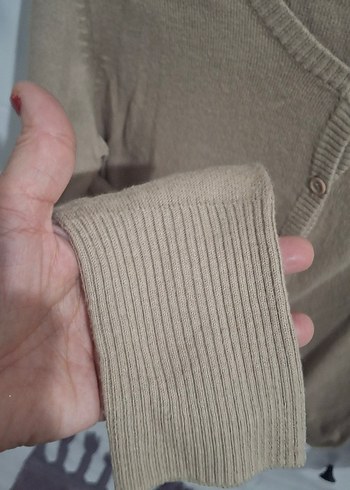 Bej Düğmeli Kadın Hırka M ,L uyumlu - Görsel 3