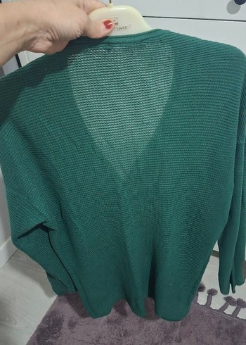 V Yaka Yeşil Triko Kadın Kazak - Görsel 4