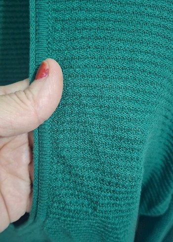 V Yaka Yeşil Triko Kadın Kazak - Görsel 3