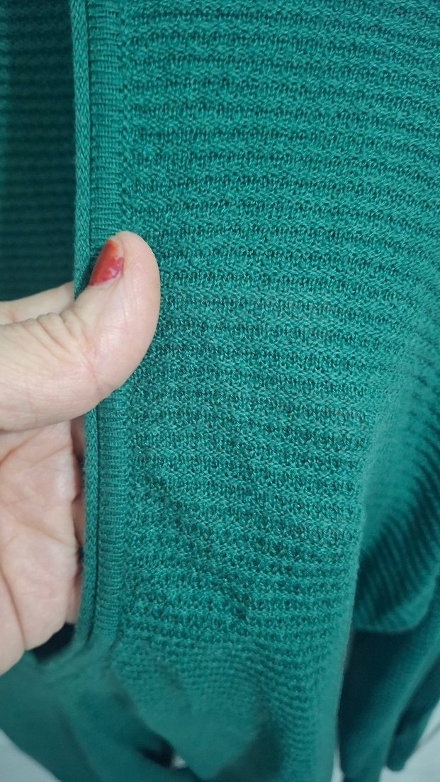 V Yaka Yeşil Triko Kadın Kazak - Görsel 3