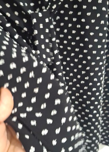 Puantiye Desenli Siyah Midi Elbise Yepyeni - Görsel 5