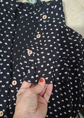 Puantiye Desenli Siyah Midi Elbise Yepyeni - Görsel 3