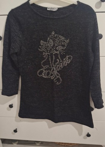 Pembe Kapüşonlu Parlak Detaylı Sweatshirt+triko - Görsel 4