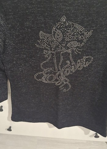 Pembe Kapüşonlu Parlak Detaylı Sweatshirt+triko - Görsel 5