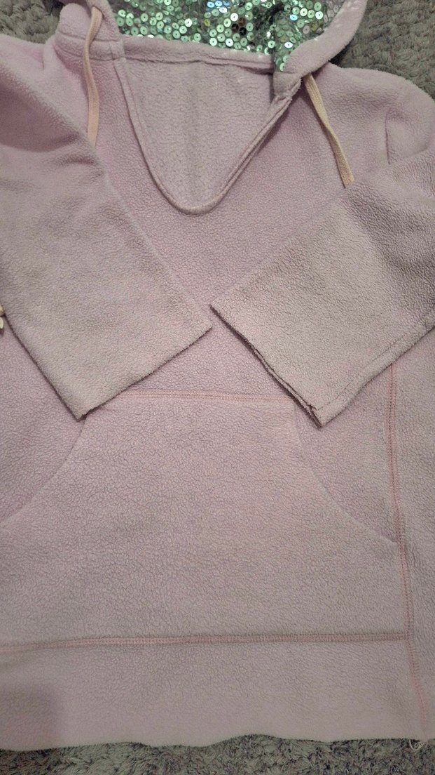 Pembe Kapüşonlu Parlak Detaylı Sweatshirt+triko - Görsel 3