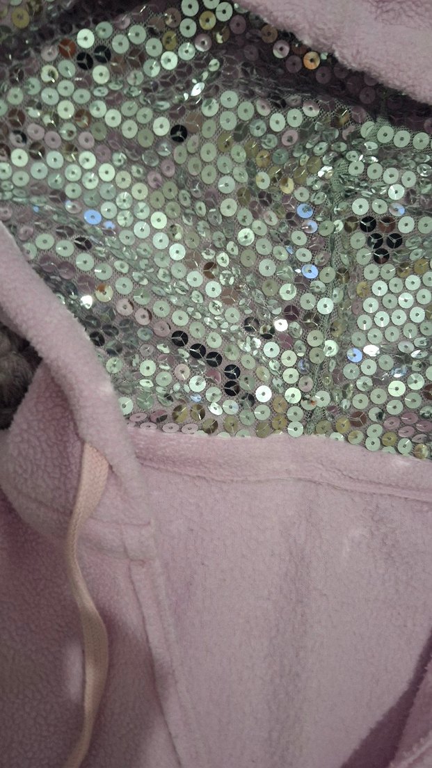 Pembe Kapüşonlu Parlak Detaylı Sweatshirt+triko - Görsel 2