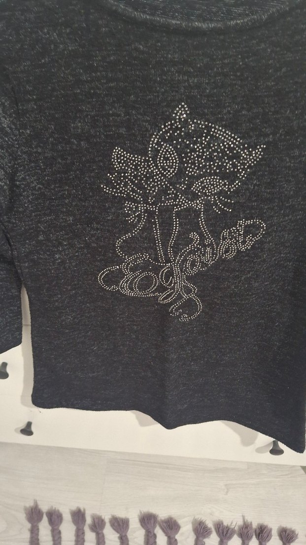 Pembe Kapüşonlu Parlak Detaylı Sweatshirt+triko - Görsel 5