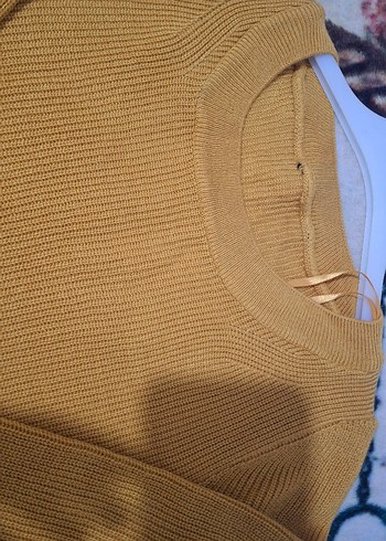 Sarı Kadın Triko Bisiklet Yaka Kazak esnek M ,L uyumlu - Görsel 5