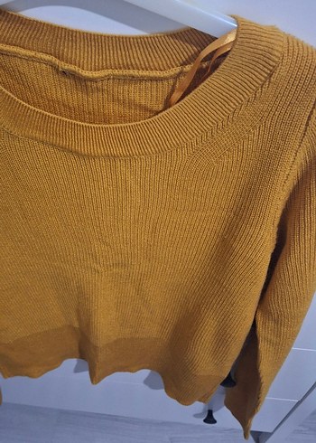 Sarı Kadın Triko Bisiklet Yaka Kazak esnek M ,L uyumlu - Görsel 2