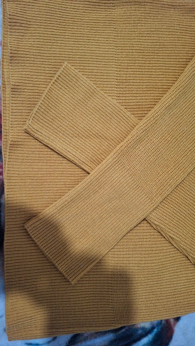 Sarı Kadın Triko Bisiklet Yaka Kazak esnek M ,L uyumlu - Görsel 4