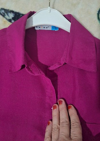 Bordo V Yaka Salaş Midi Elbise Keten M L uyumlu - Görsel 3