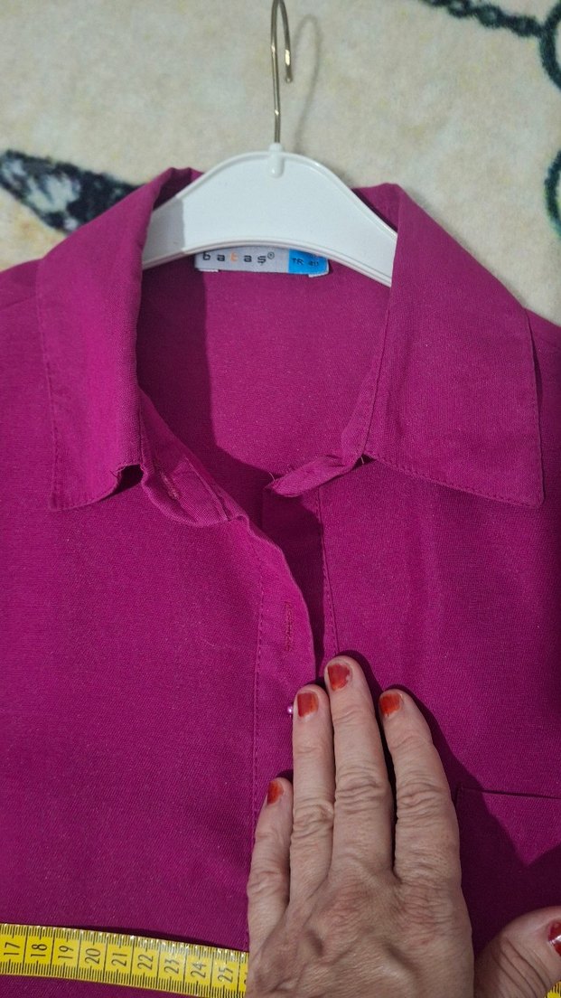 Bordo V Yaka Salaş Midi Elbise Keten M L uyumlu - Görsel 3