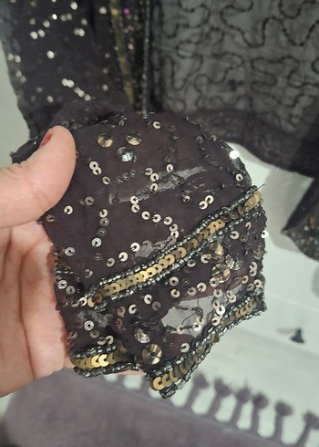 Boncuk İşlemeli kahverengi Vintage Uzun Ceket - Görsel 3