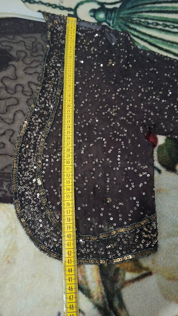 Boncuk İşlemeli  kahverengi Vintage Uzun Ceket - Görsel 5