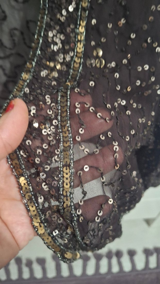 Boncuk İşlemeli  kahverengi Vintage Uzun Ceket - Görsel 2