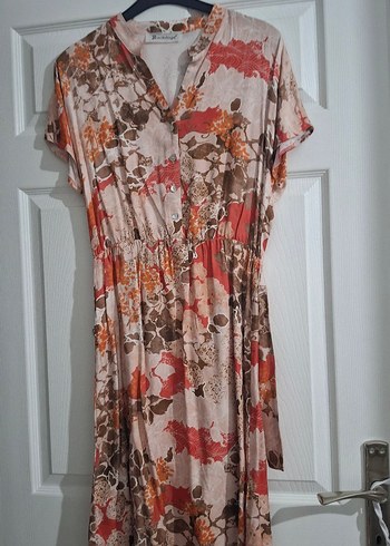 Bohem Tarz V Yaka Kemerli Midi Elbise - Görsel 2