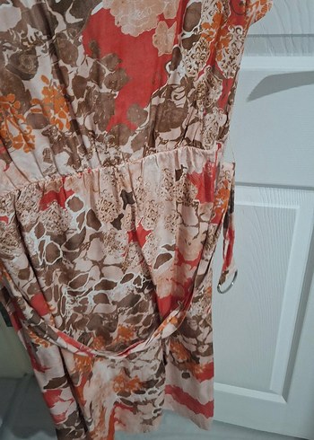 Bohem Tarz V Yaka Kemerli Midi Elbise - Görsel 3