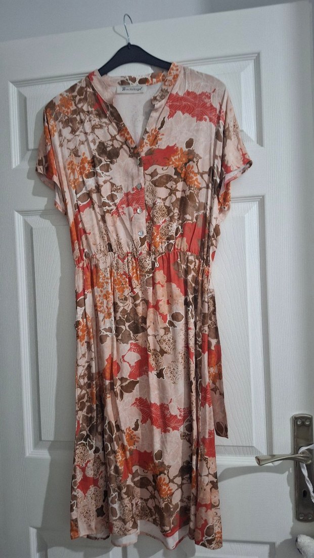 Bohem Tarz V Yaka Kemerli Midi Elbise - Görsel 2