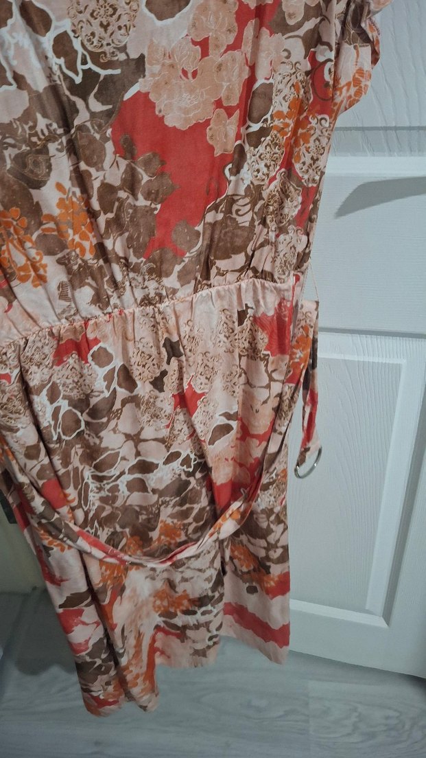 Bohem Tarz V Yaka Kemerli Midi Elbise - Görsel 3