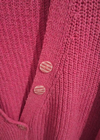 Kadın Pembe Örgü V Yaka Hırka - Görsel 3