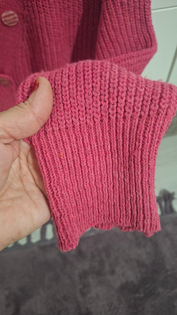 Kadın Pembe Örgü V Yaka Hırka - Görsel 2