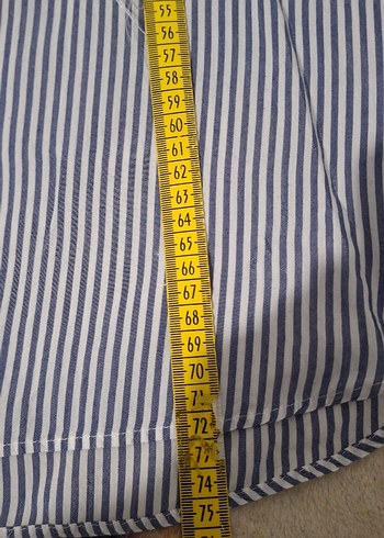 Düğmeli Gri Çizgili Kadın Gömlek - Görsel 6