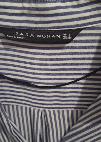 Düğmeli Gri Çizgili Kadın Gömlek - Görsel 5