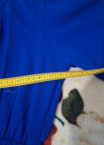 Mavi Uzun Kollu Kemerli Kadın Elbise M ,L uyumlu - Görsel 6