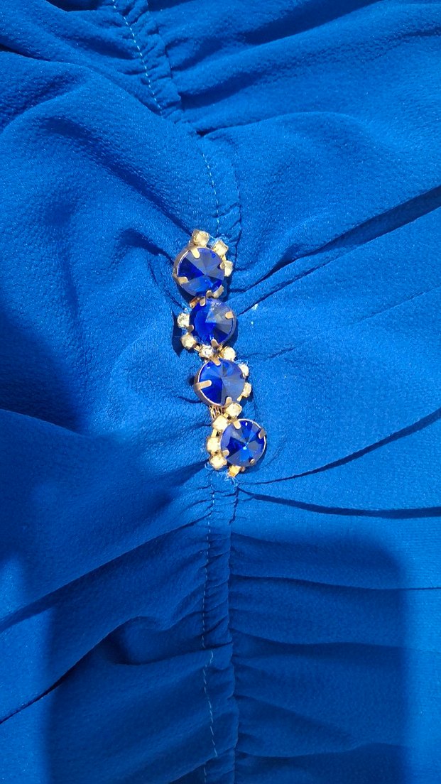 Mavi Uzun Kollu Kemerli Kadın Elbise M ,L uyumlu - Görsel 5