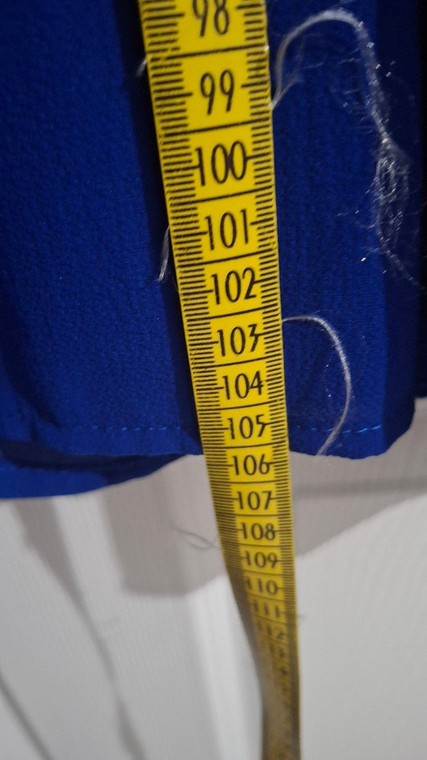 Mavi Uzun Kollu Kemerli Kadın Elbise M ,L uyumlu - Görsel 4