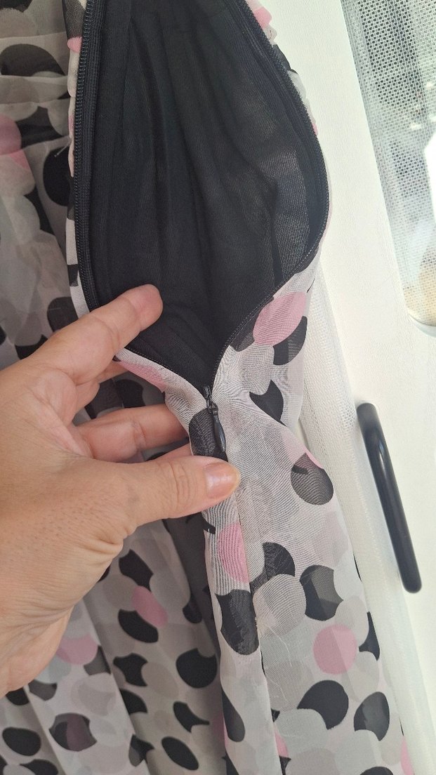 Puantiyeli Piliseli  Elbisesi M ,L uyumlu ,şifon - Görsel 4