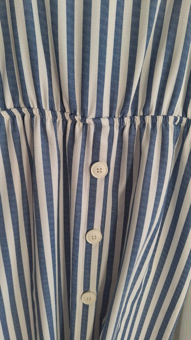 Çizgili Askılı çok şık Elbisesi - Görsel 5