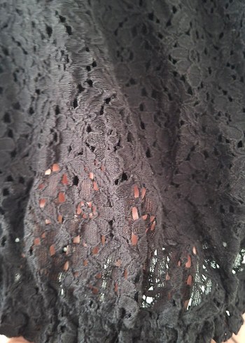 Nakışlı Siyah Midi tül bluz - Görsel 2