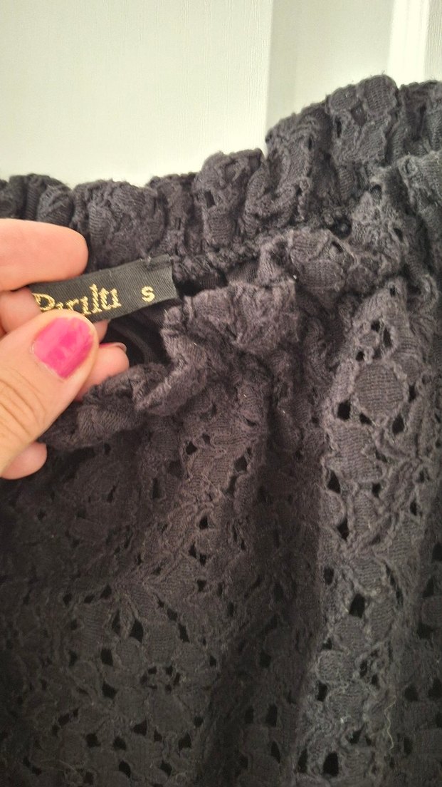 Nakışlı Siyah Midi tül bluz - Görsel 3