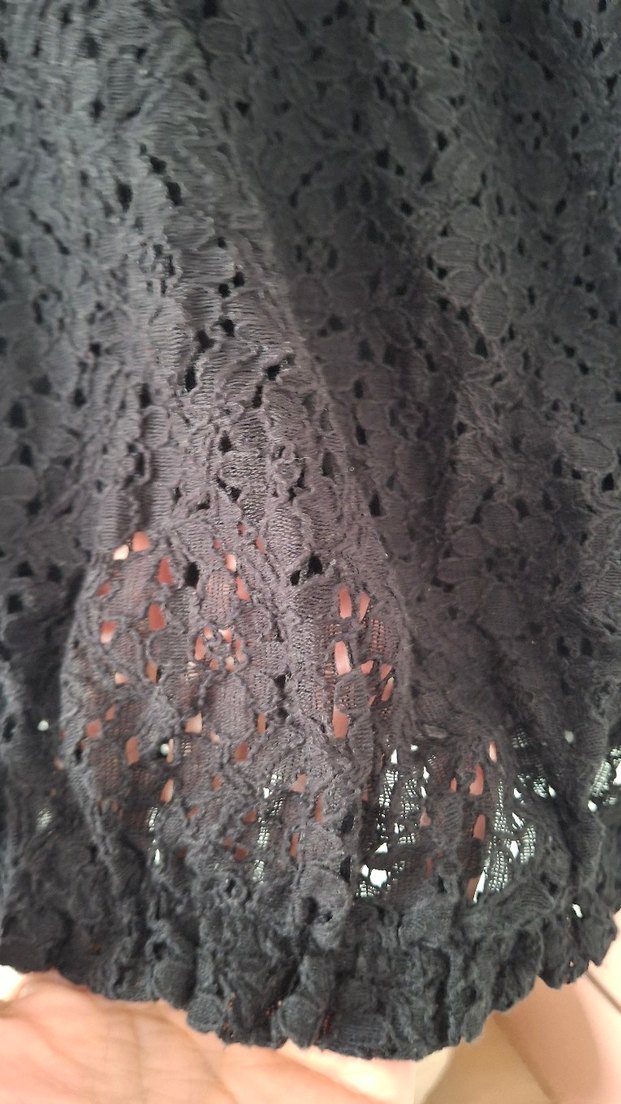 Nakışlı Siyah Midi tül bluz - Görsel 2