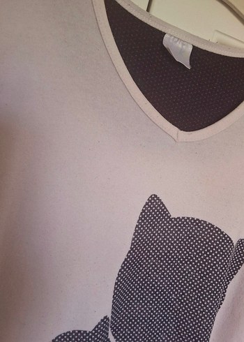 Gri Baskılı Kedi Desenli Sweatshirt - Görsel 3