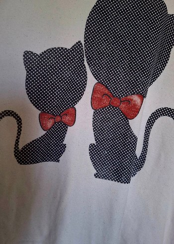 Gri Baskılı Kedi Desenli Sweatshirt - Görsel 2